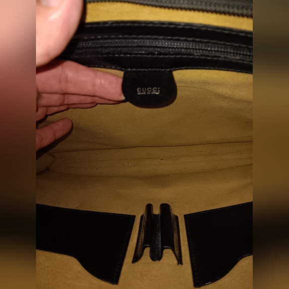 Gucci vintage bamboo handle leather briefcase with long strap - Picture 5 of 7